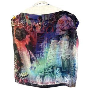 Prym silk Bouton Pression 1920’s Mixed Media Print Art To Wear Xl Square Vibrant